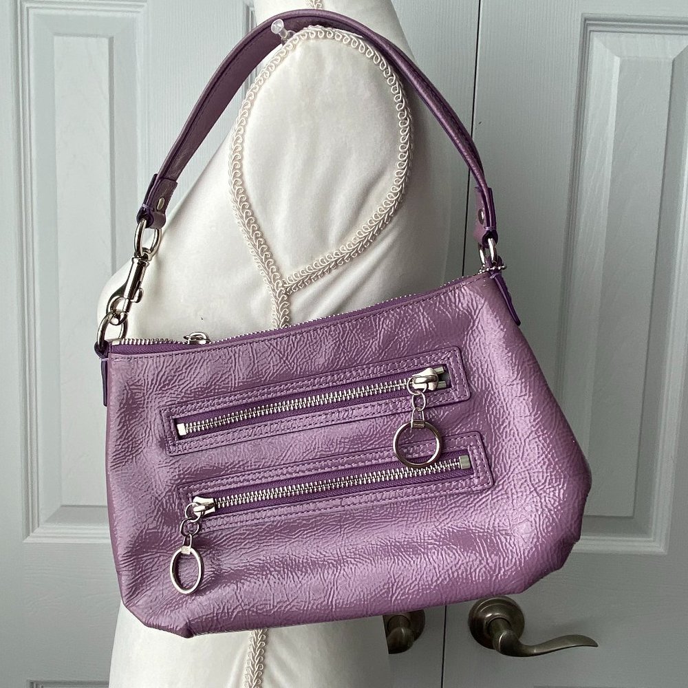 Coach Vintage purple patent wristlet or shoulder bag NWOT rare color